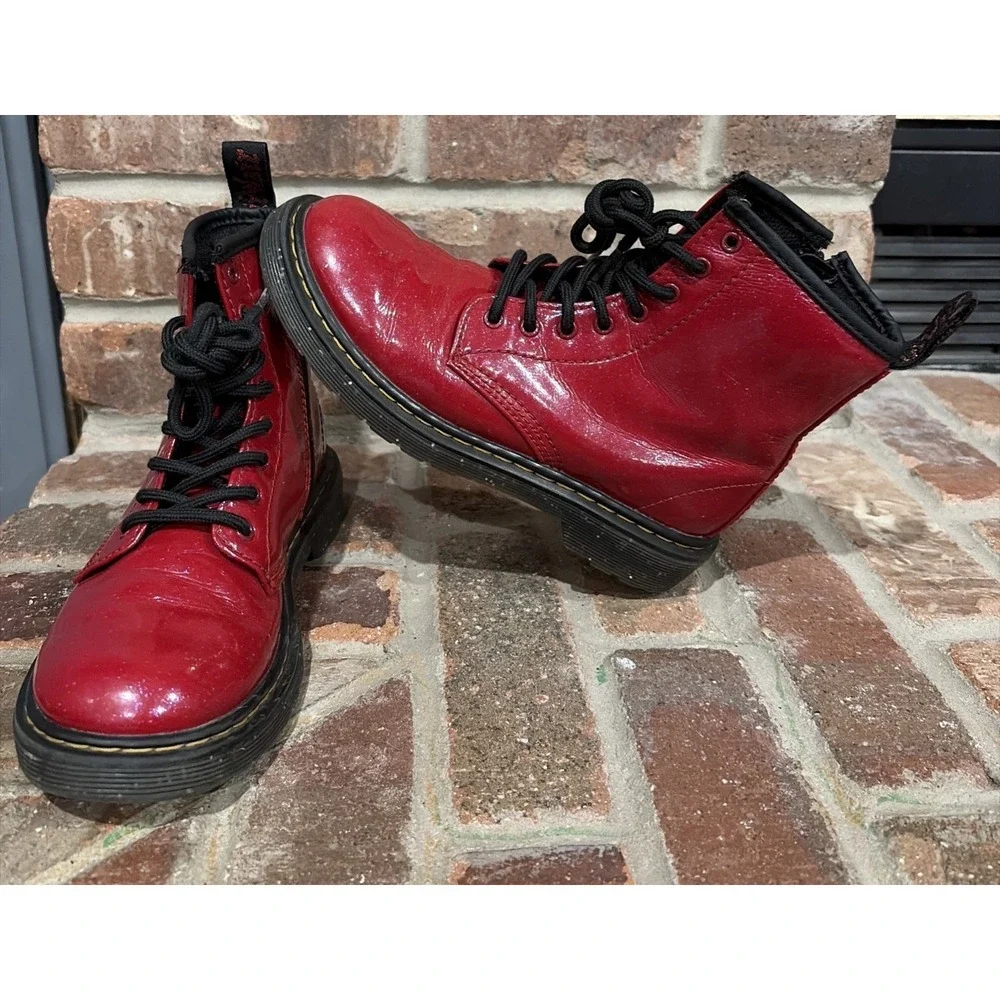 Dr Martens 1460 Red Cosmic Glitter Boots Sz 2 Youth. Whimsigoth, Classic